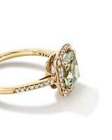 Halo Ring with Green Amethyst & 0.25 Carat TW of Diamonds in 10kt Yellow Gold