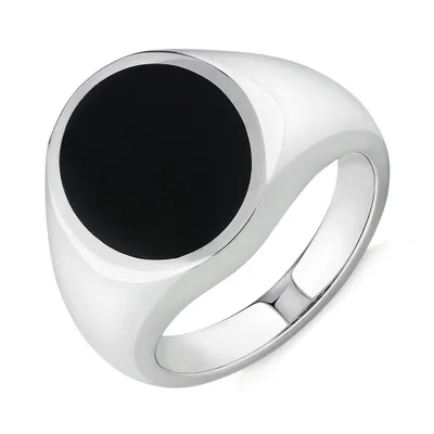 Oval Signet Ring with Onyx Sterling Silver