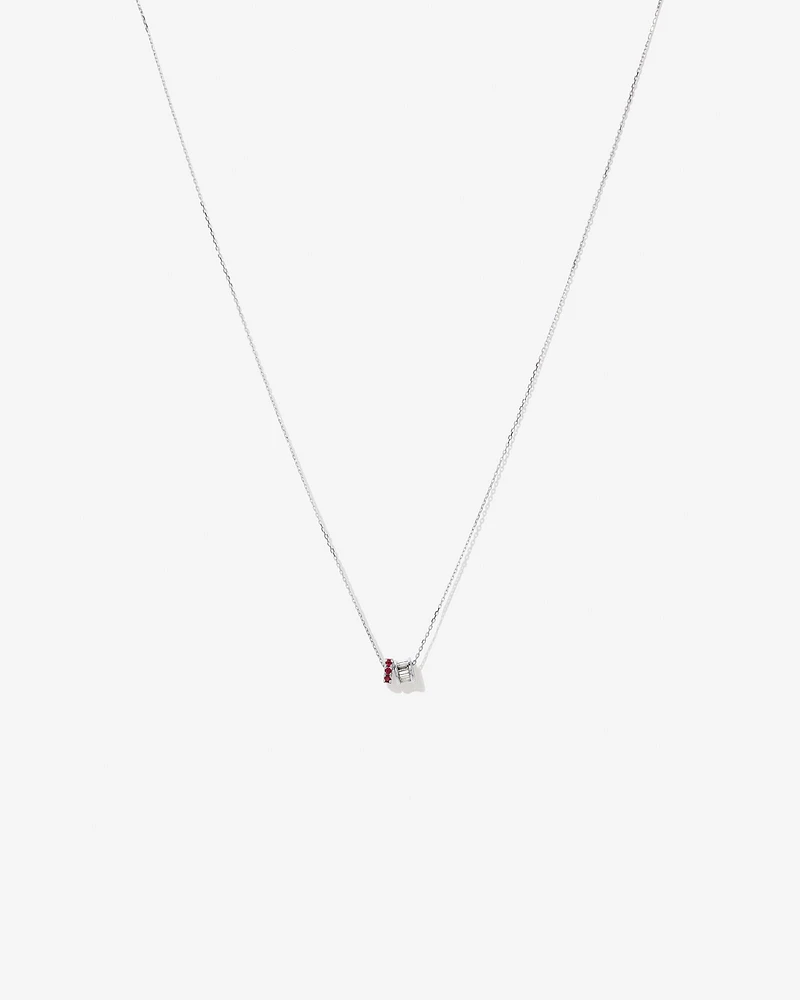 Ruby & Diamond Rondell Pendant with 0.21 Carat TW in 10kt White Gold