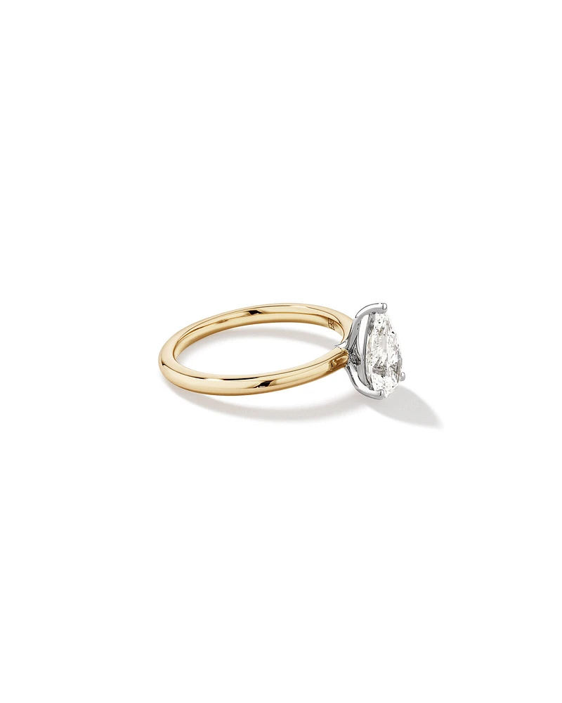 1.25 Carat TW Pear Laboratory-Grown Diamond Solitaire Engagement ring in 14kt Yellow and White Gold