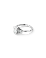 1.65 Carat TW Three Stone Oval and Pear Shaped Laboratory-Grown Diamond Engagement Ring in 14kt White Gold