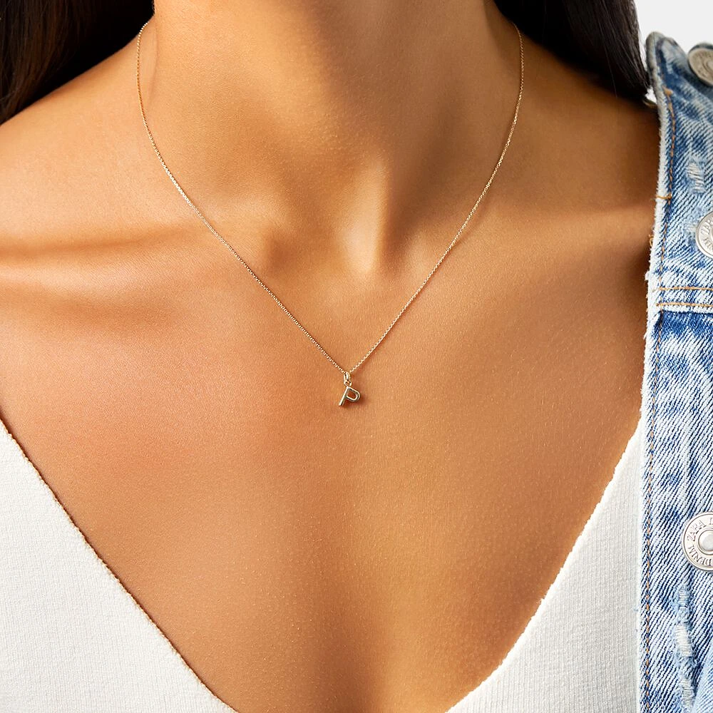 "H" Initial Pendant with Chain in 10kt Yellow Gold