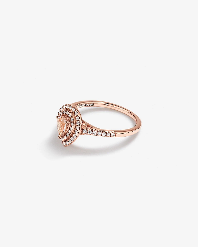 Sir Michael Hill Designer Fashion Ring with Morganite & 0.25 Carat TW of Diamonds in 10kt Rose Gold