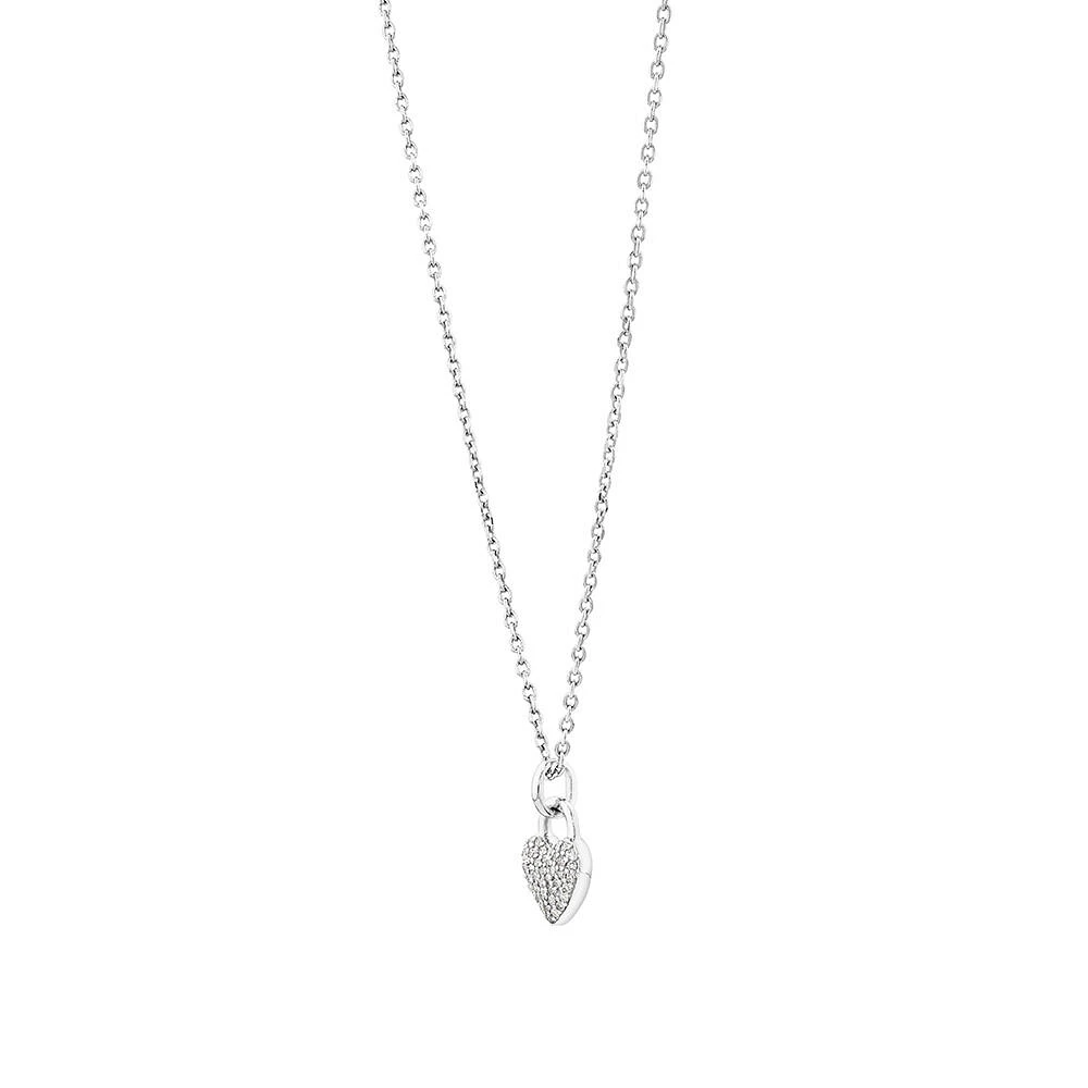 Fine Pave Diamond Heart Pendant Necklace in Sterling Silver