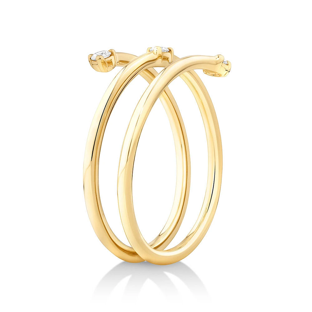 Diamond Accent Wrap Around Ring in 10kt Yellow Gold