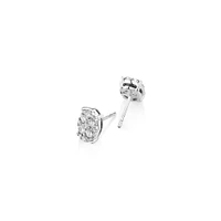 Oval Cluster Earrings with 1.0 Carat TW of Diamonds in 10kt White Gold