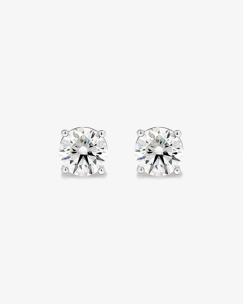 1.00 Carat TW Canadian Diamond Solitaire Stud Earrings in 18kt White Cold