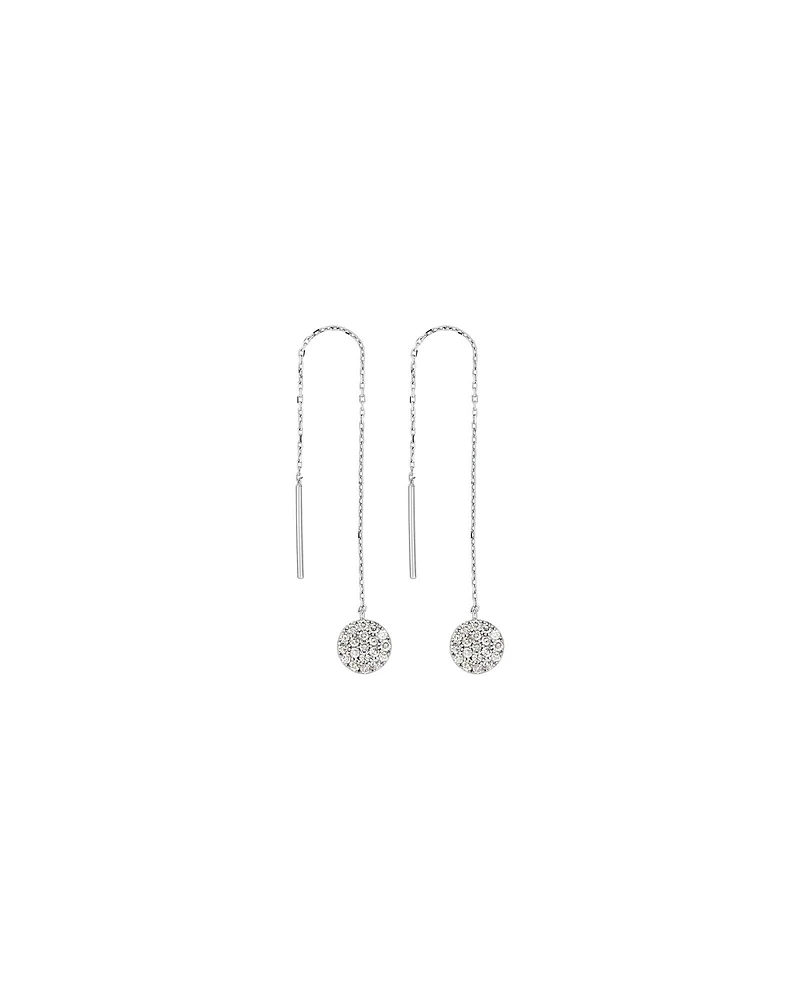 Boucles d'oreilles longues grappe rondes de 0,33 carat TW en diamant en or blanc 10kt