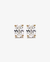 1.00 Carat TW Oval Cut Laboratory-Grown Diamond Solitaire Stud Earrings in 10kt Yellow Gold