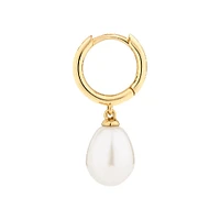 Hoop Earrings with Cultured Freshwater Pearls in 10kt Yellow Gold