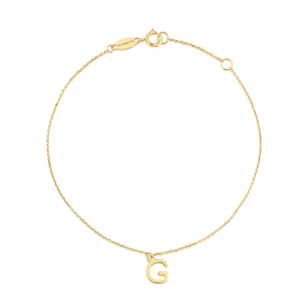 19cm (7.5") C Initial Bracelet in 10kt Yellow Gold