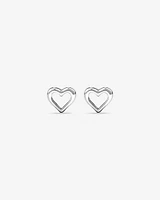 Open Heart Stud Earrings in Sterling Silver