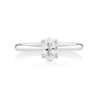 0.50 Carat TW Oval Solitaire Engagement Ring in 14kt White Gold