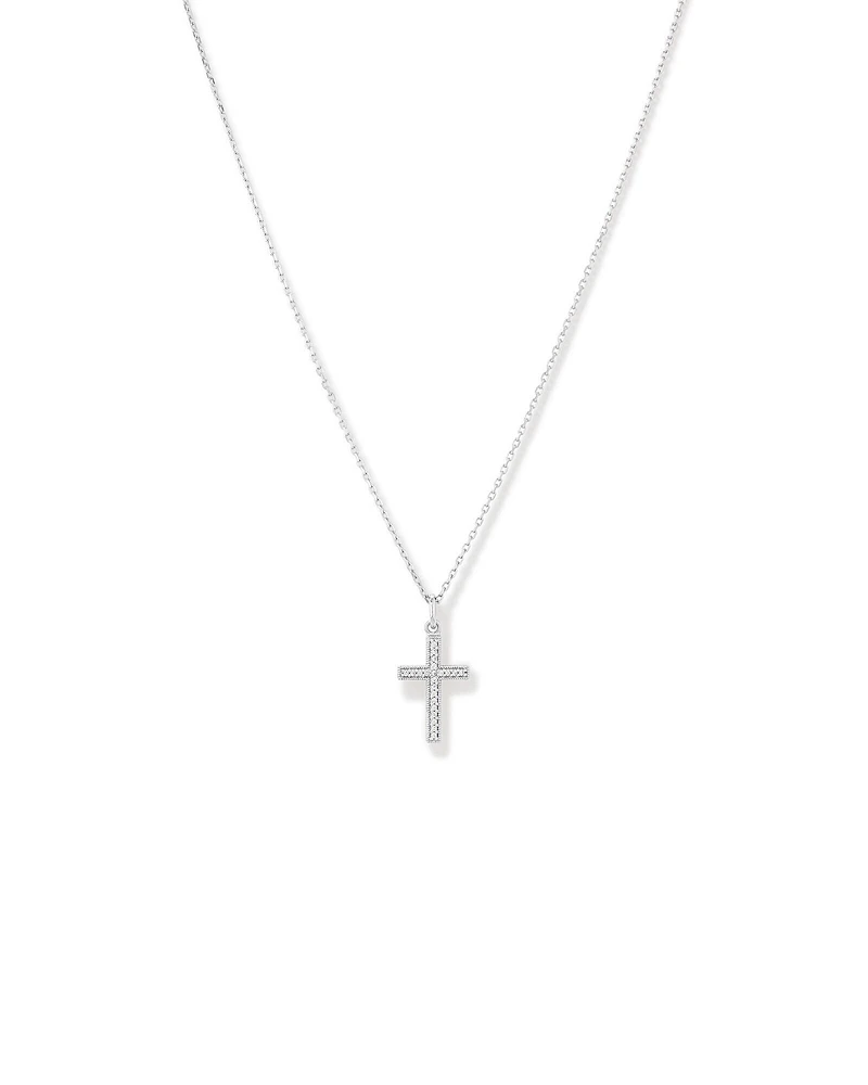 Cubic Zirconia Cross Pendant Necklace in Sterling Silver