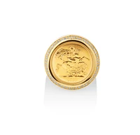 Sovereign Coin Ring with 0.30 Carat TW of Diamonds in 10kt & 22kt Yellow Gold