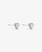 Heart Shape Cubic Zirconia Halo Stud Earrings in Sterling Silver