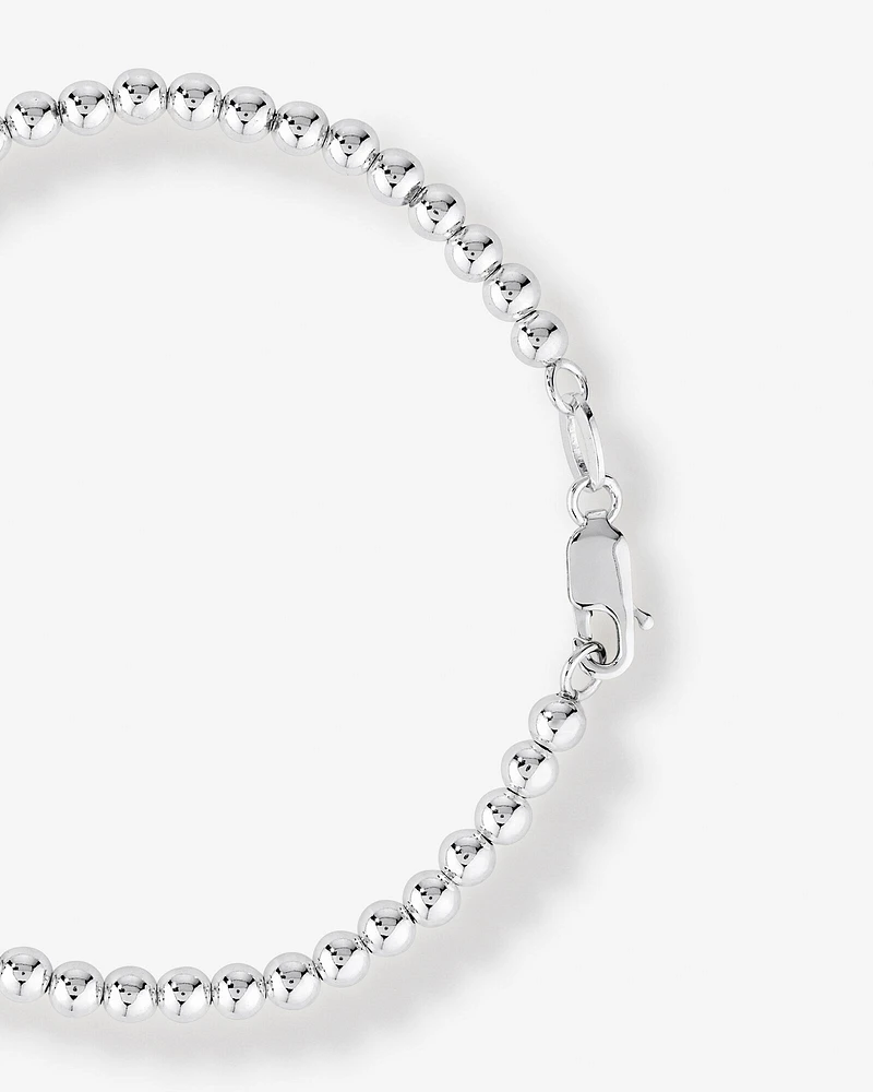 19cm (7.5") Engravable Heart Bead Bracelet in Sterling Silver