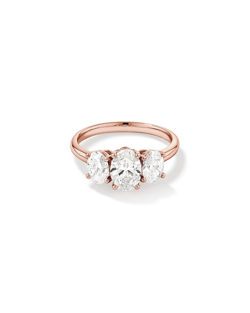 2 Carat Three Stone Oval Laboratory-Grown Diamond Engagement Ring In 14kt White Gold