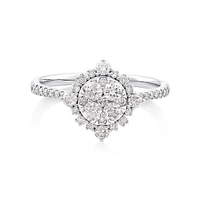 Halo Engagement Ring with .79TW of Diamonds in 14k White Gold