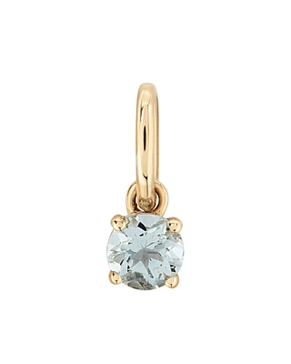 Round Blue Aquamarine Birthstone Pendant in 10kt Yellow Gold