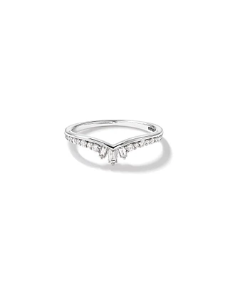 Alliance à chevrons en or blanc 14 K avec diamants totalisant 0,25 ct