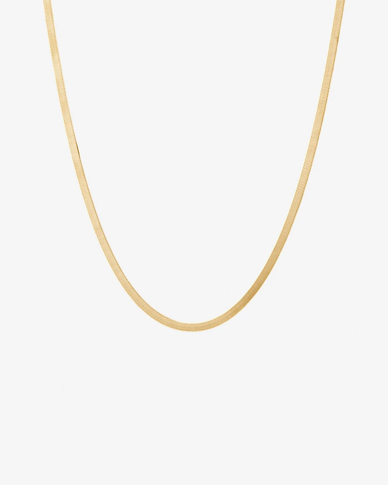 Adjustable 43-48cm (16-18") 3mm-3.5mm Width Herringbone Snake Chain In 10kt Yellow Gold