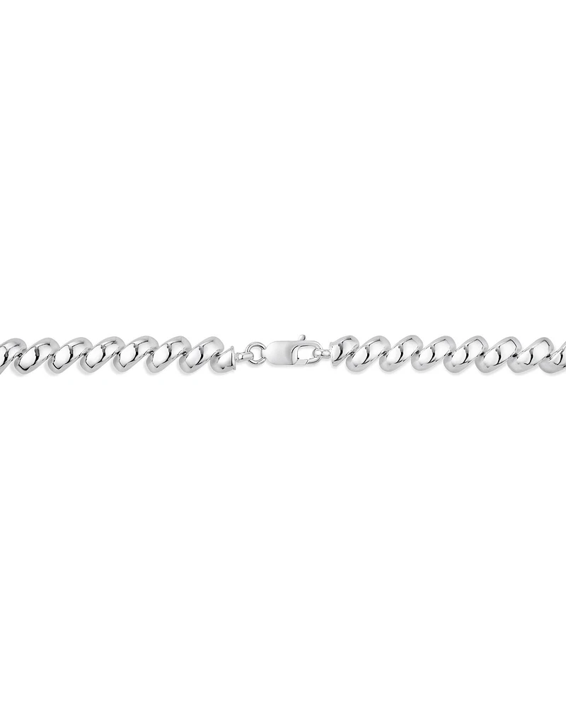 9.5mm Wide Hollow San Marco Chain Necklace in Sterling Silver