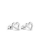 Open Heart Stud Earrings in Sterling Silver