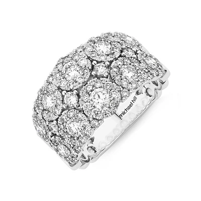 Bague à bulles à 2 rangs en or blanc 14 K avec diamants totalisant 2 ct