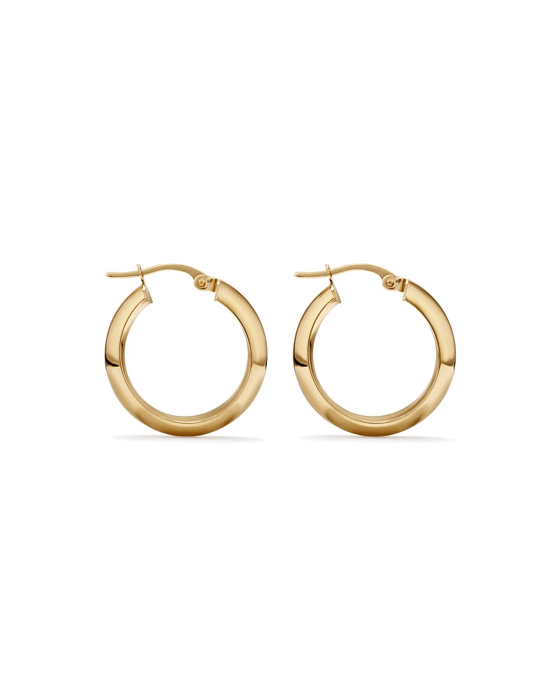 15mm Half Round Hoop Earrings in 10kt White Gold