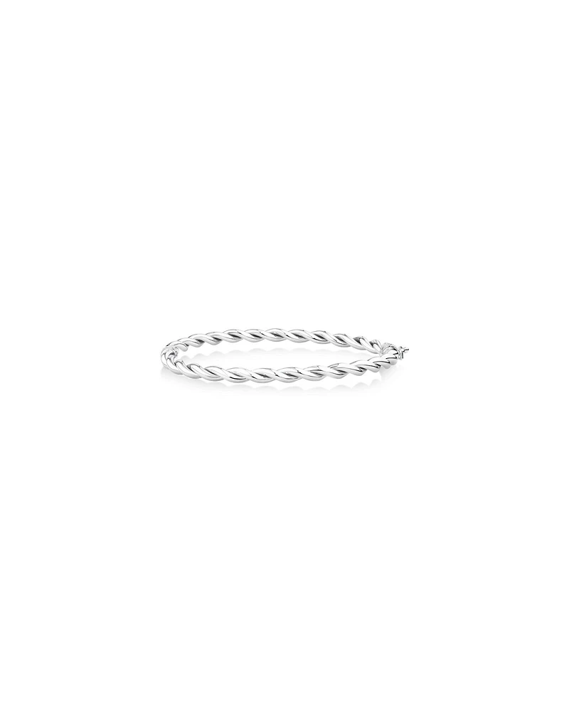 Croissant Twist 60mm Hollow Bangle in Sterling Silver