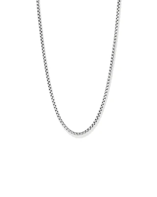 5mm Wide Rounded Box Chain Necklace in Sterling Silver