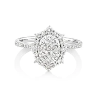 Halo Engagement Ring with .93TW of Diamonds in 14k White Gold