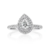 Double Halo Ring with 0.71 Carat TW of Diamonds in 18kt Gold