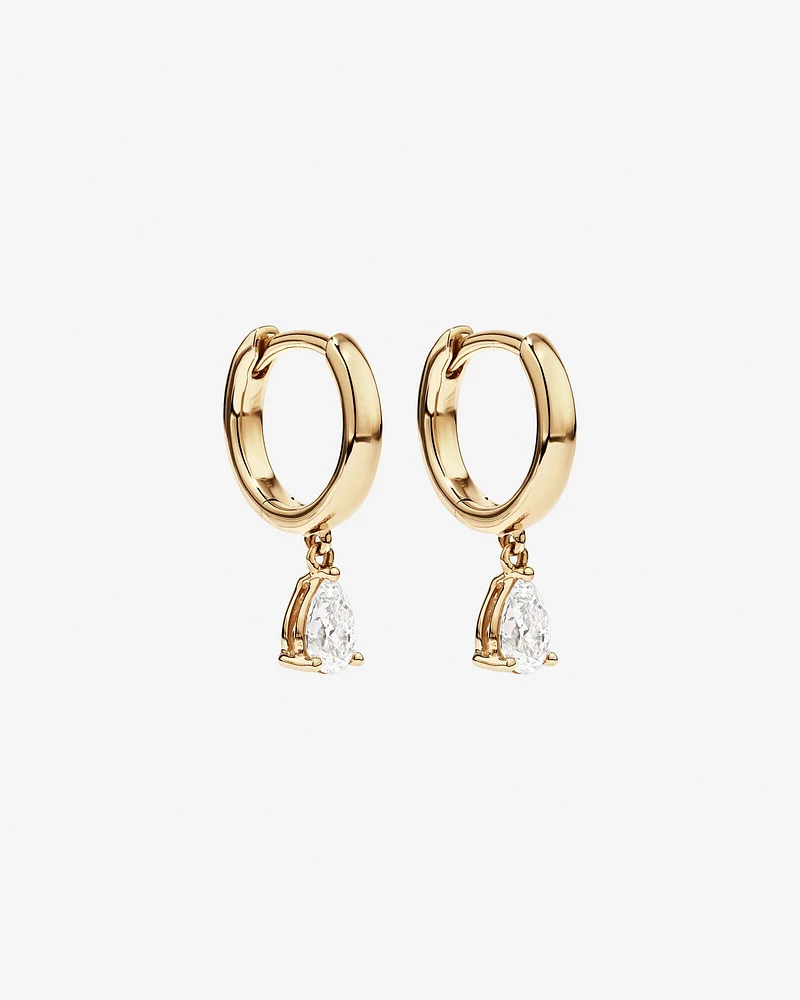 0.50 Carat TW Pear Cut Laboratory-Grown Diamond Drop Sleeper Earrings in 10kt Yellow Gold