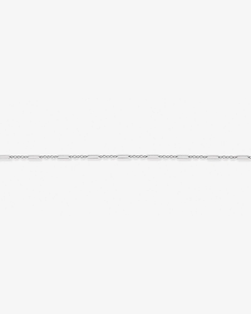 19cm (7.5") 3mm Width Fine Paperclip 3 and 1 Alternating Chain Bracelet in Sterling Silver