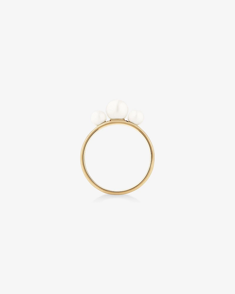 3 Stone Ring with Cultured Freshwater Pearls in 10kt Yellow Gold