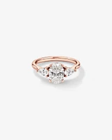 1.65 Carat TW Three Stone Oval and Pear Shaped Laboratory-Grown Diamond Engagement Ring in 14kt White Gold
