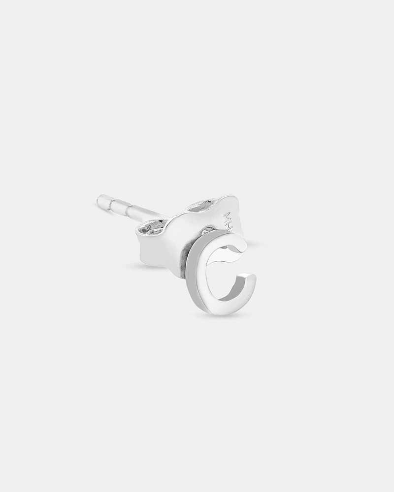 E Initial Single Stud Earring in Sterling Silver