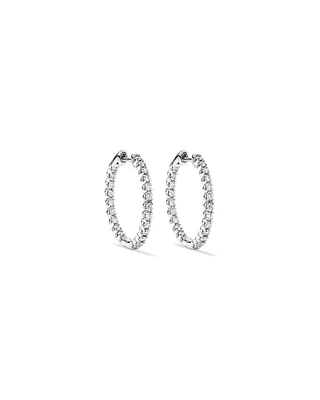 Carat TW Laboratory-Grown Diamond Hoop Earrings Set in 10kt White Gold