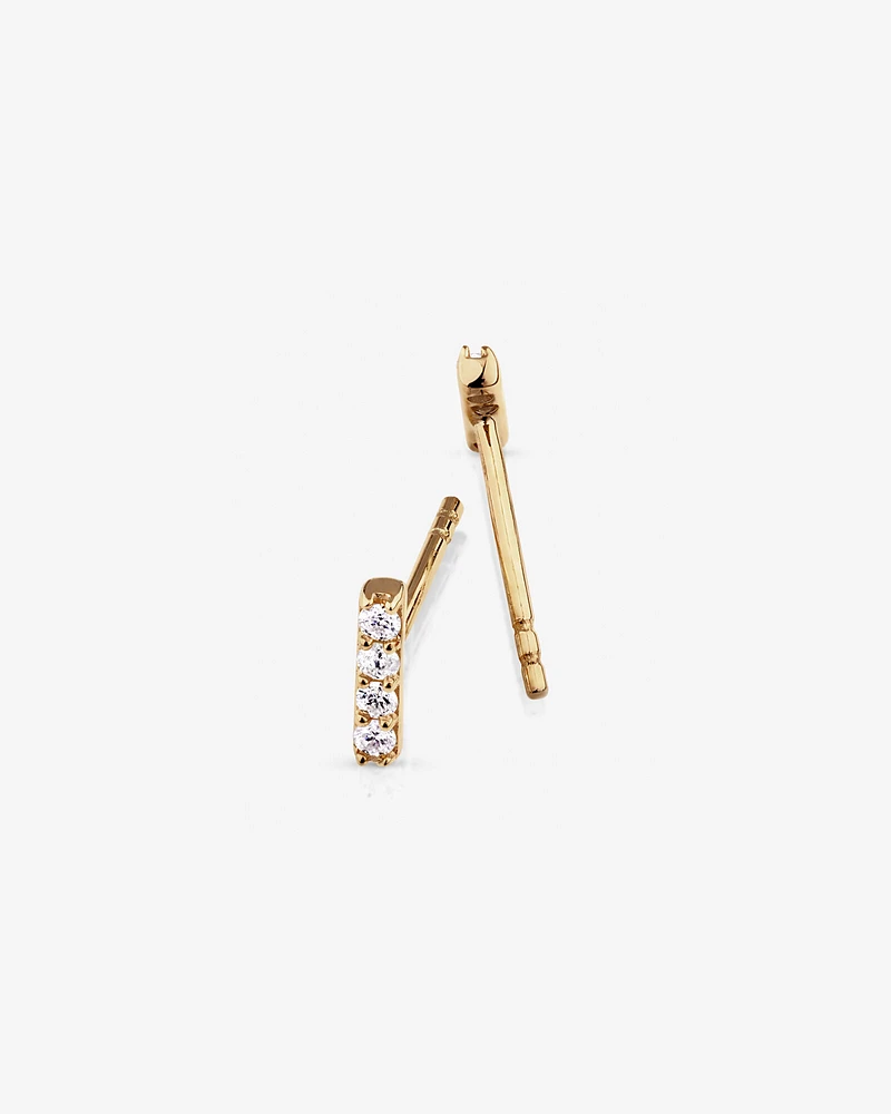 Bar Stud Earrings with .10 Carat TW Diamonds in 10kt Yellow Gold