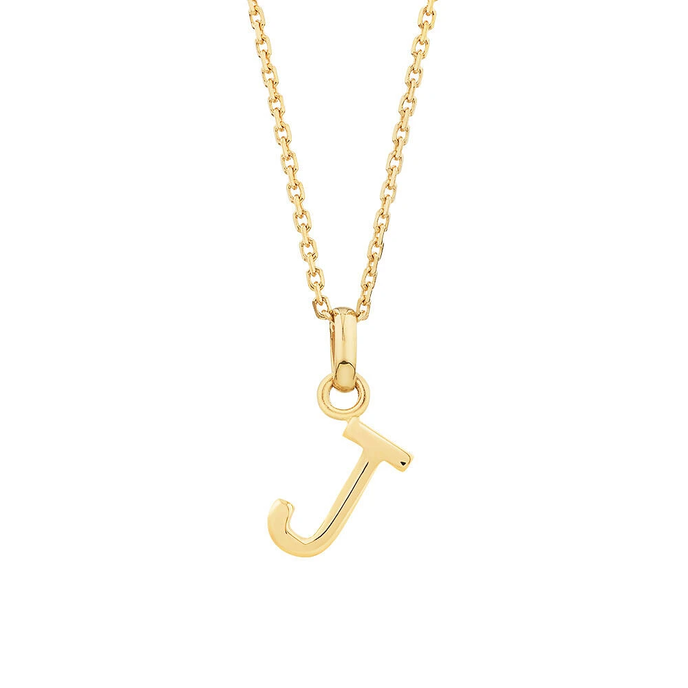 "H" Initial Pendant with Chain in 10kt Yellow Gold