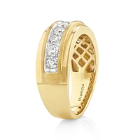 Bague en or jaune 10 K avec diamants totalisant 1 ct pour homme