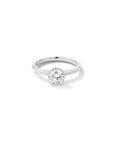 1.05 Carat TW Round Brilliant Diamond Solitaire Pave Hidden Halo Engagement Ring in Platinum