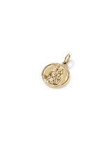 Round St Christopher Pendant in Sterling Silver and 10kt Yellow Gold