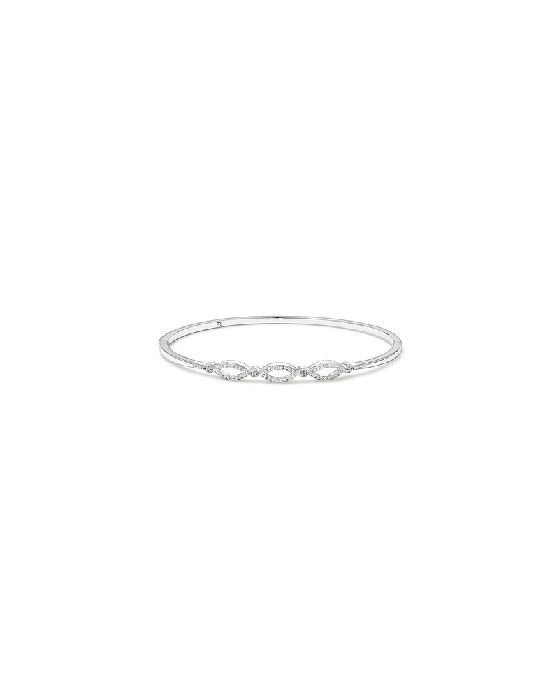 Triple Open Marquise Cubic Zirconia Bangle in Sterling Silver