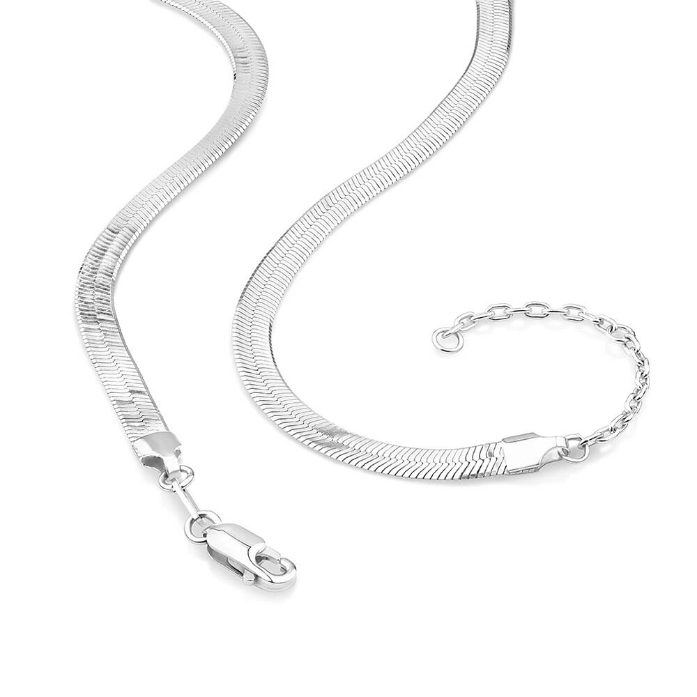 50cm (20") 4.5mm-5mm Width Herringbone Chain In Sterling Silver