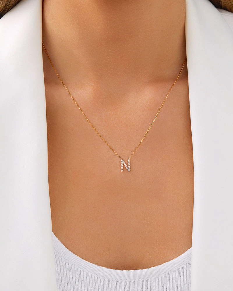 "K" Initial Necklace with 0.10 Carat TW of Diamonds in 10kt Yellow Gold