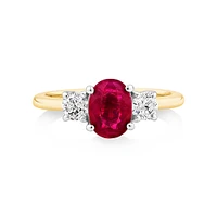 Ruby Ring with .40TW of Diamonds in 14kt Yellow and White Gold