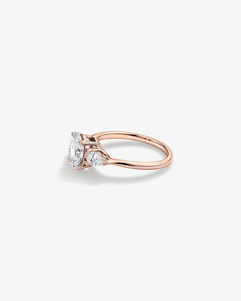 1.65 Carat TW Three Stone Oval and Pear Shaped Laboratory-Grown Diamond Engagement Ring in 14kt White Gold